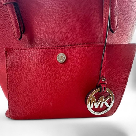 Michael Kors Jet Set Red Tote Bag Shoulder Bag MK - Picture 5 of 9